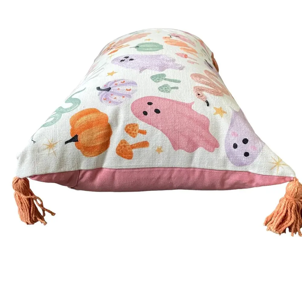 Cupcakes & Cashmere HALLOWEEN GHOST Pillow 14x24 Embroidered Pastel NEW